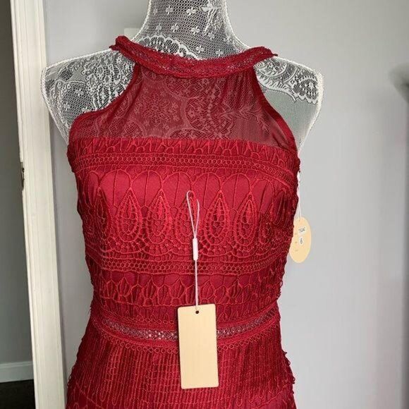 Two sisters the label burgundy dress - Picture 2 of 6